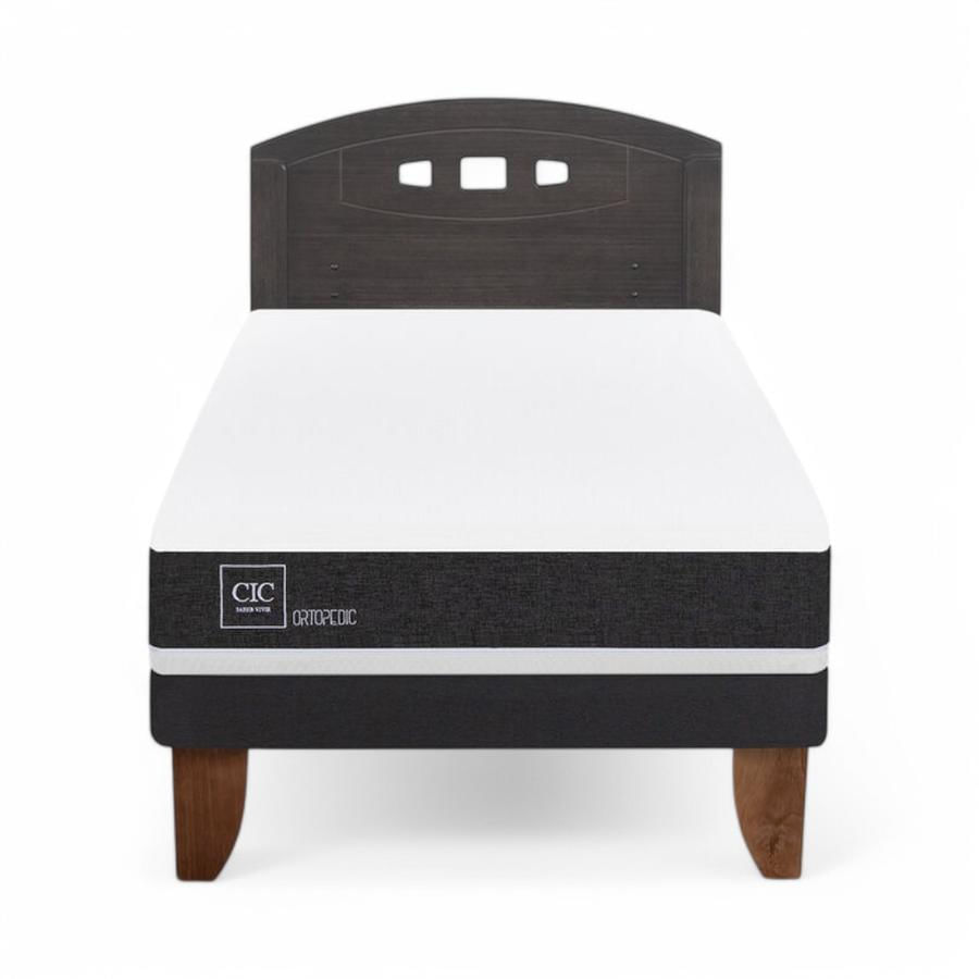 Cama CIC Ortopedic 1.5 Plazas + Respaldo Gales Gris - Dimarsa.cl