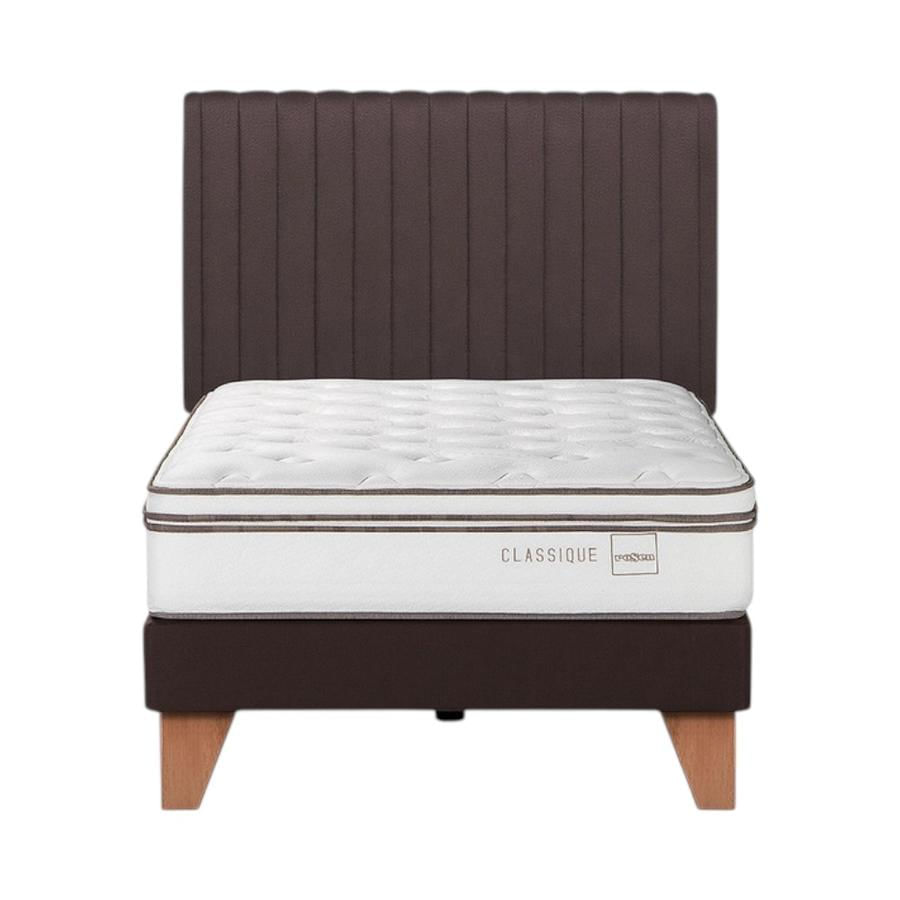 Cama Rosen Classique+ 1.5 Plazas + Respaldo Lucio Café