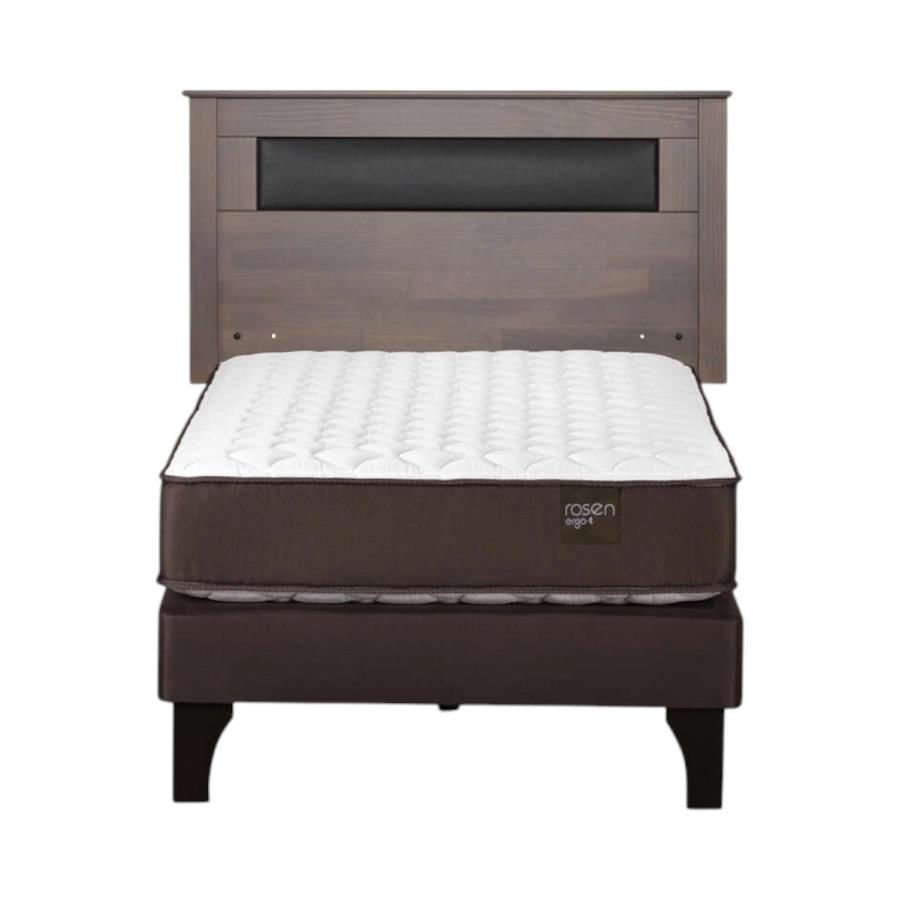 Cama Rosen Ergo T 1.5 Plazas + Respaldo Ferrara Gris