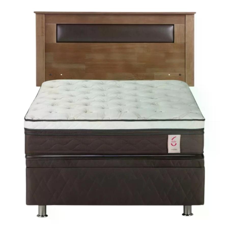Cama Rosen Boxet New Style 6 1,5 Plazas + Respaldo Ferrara