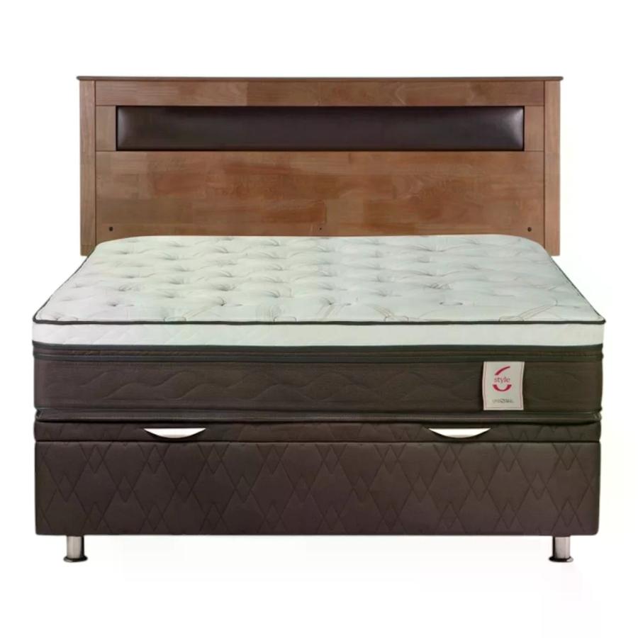 Cama Rosen Boxet New Style 6 2 Plazas + Respaldo Ferrara