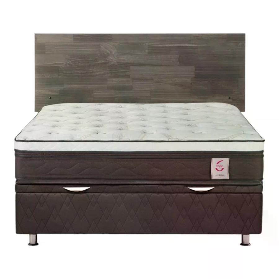 Cama Rosen Boxet New Style 6 2 Plazas + Respaldo Tabor