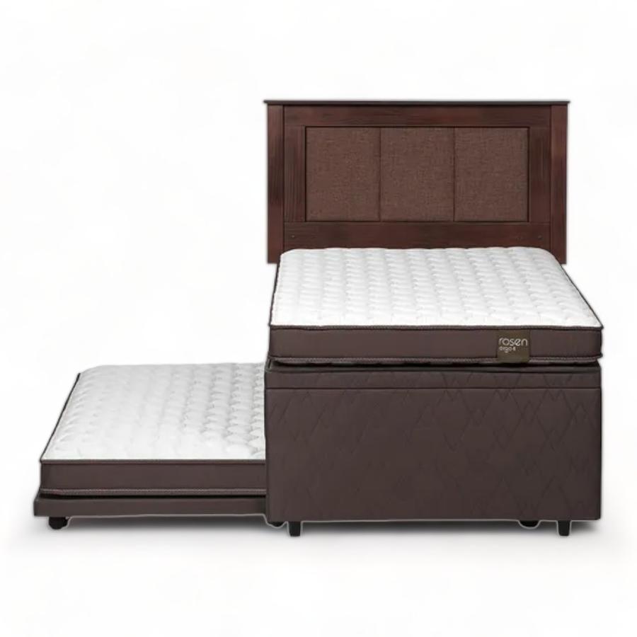 Bed Boxet Rosen Ergo 1.5 Plazas con Respaldo Rachel Café