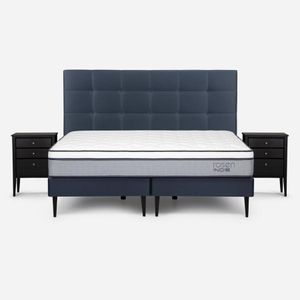 Cama Indie Pata Metálica 1.80X2.00 Issey Azul Rosen
