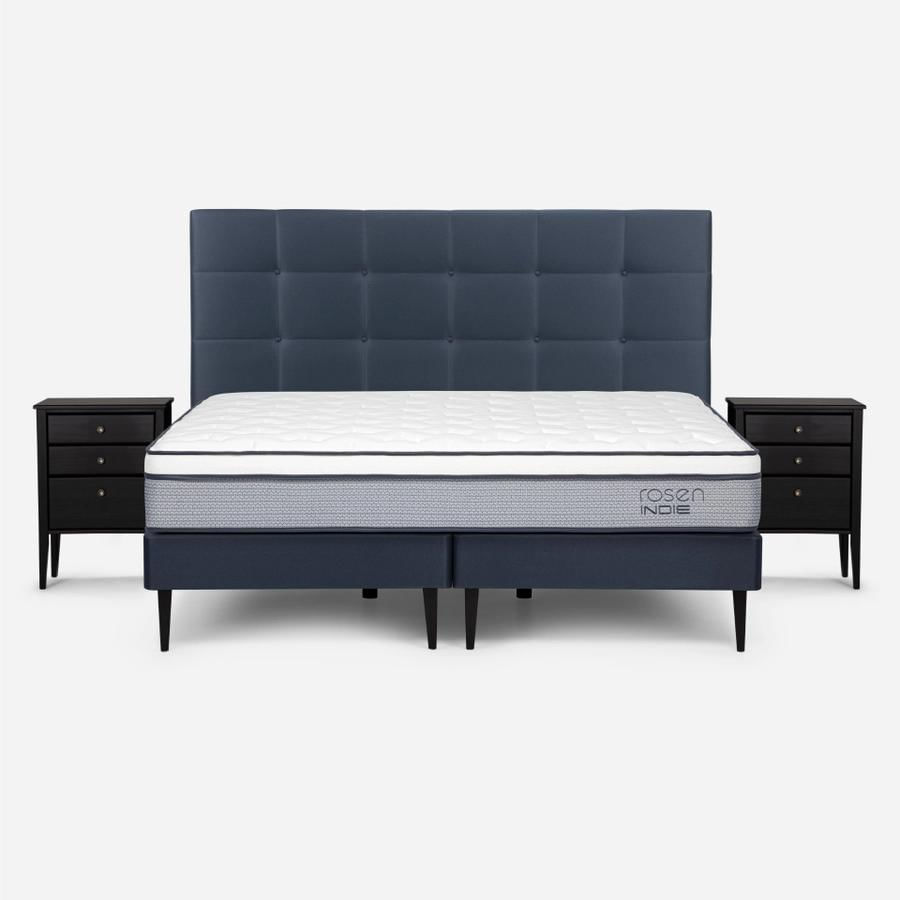 Cama Indie Pata Metálica 1.80X2.00 Issey Azul Rosen