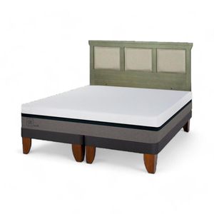 Cama CIC Balance King Base Dividida + Respaldo Torino Olivo