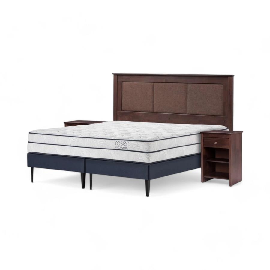 Cama Rosen Autonomy Sky King + Muebles Rachel Café