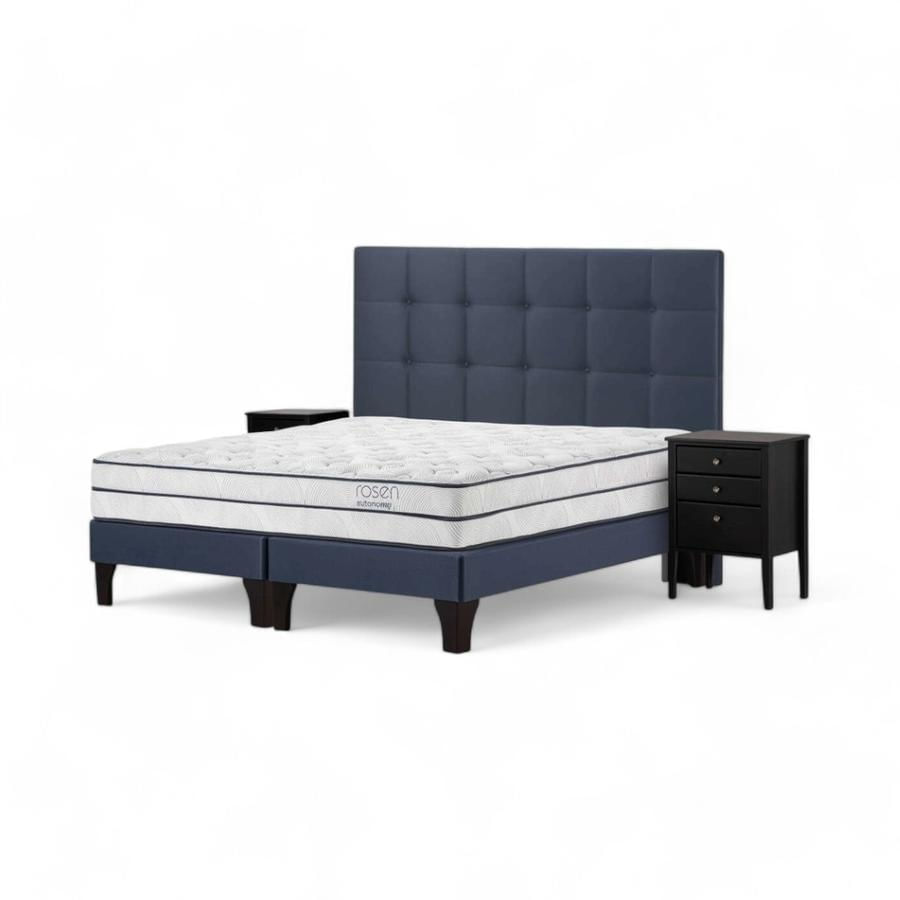 Cama Rosen Autonomy Sky Super King + Muebles Issey Azul