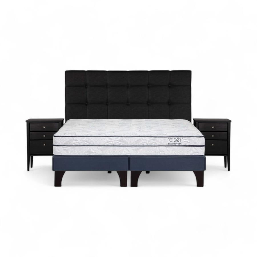 Cama Rosen Autonomy Sky Super King + Mueble Issey Negro