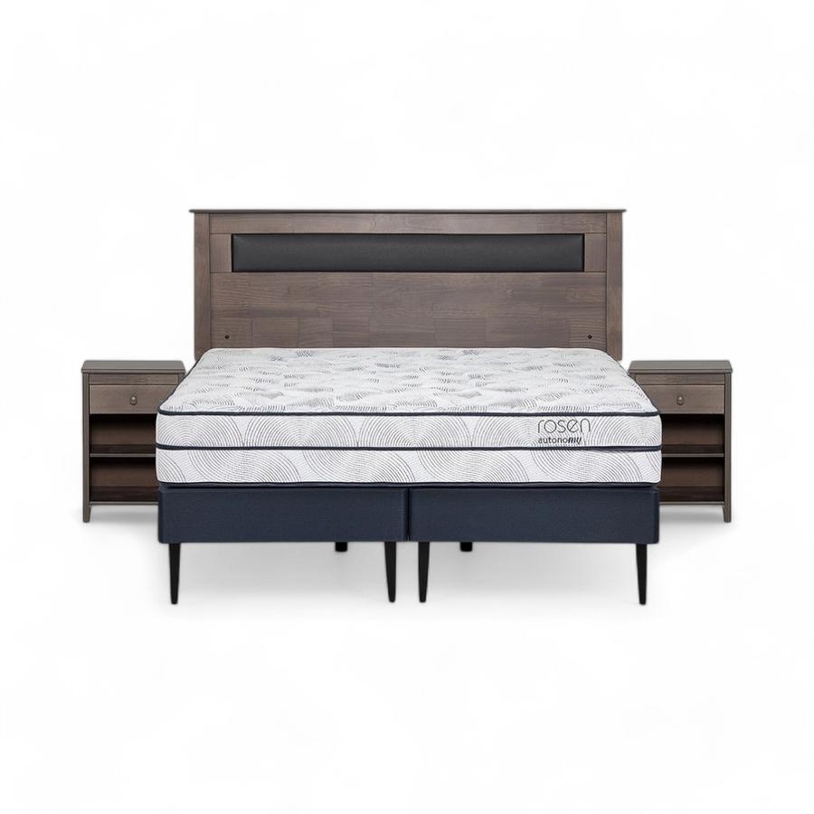 Cama Rosen Autonomy Sky King + Muebles Ferrara Café