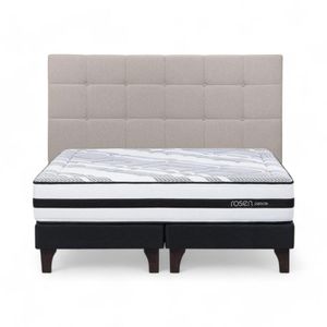 Cama Rosen Driven Super King + Respaldo Issey Niebla