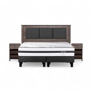 Cama Rosen Driven King + Muebles Rachel Café