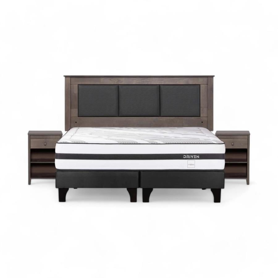 Cama Rosen Driven King + Muebles Rachel Café
