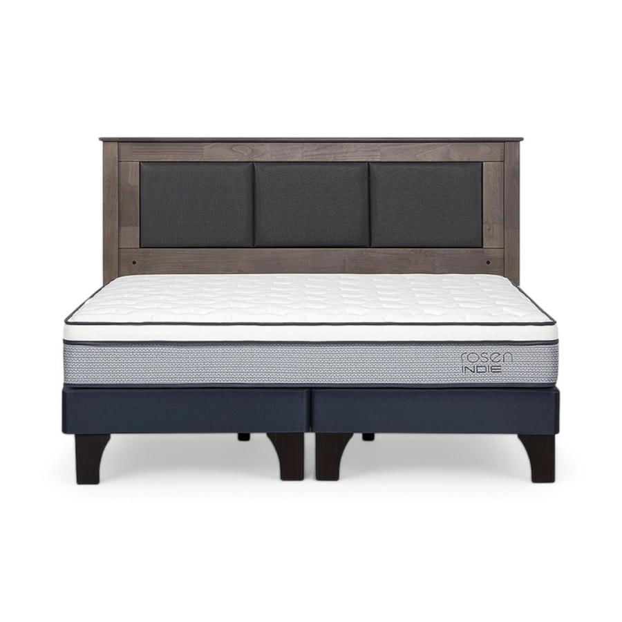 Cama Rosen Indie King Dividida + Respaldo Rachel Gris