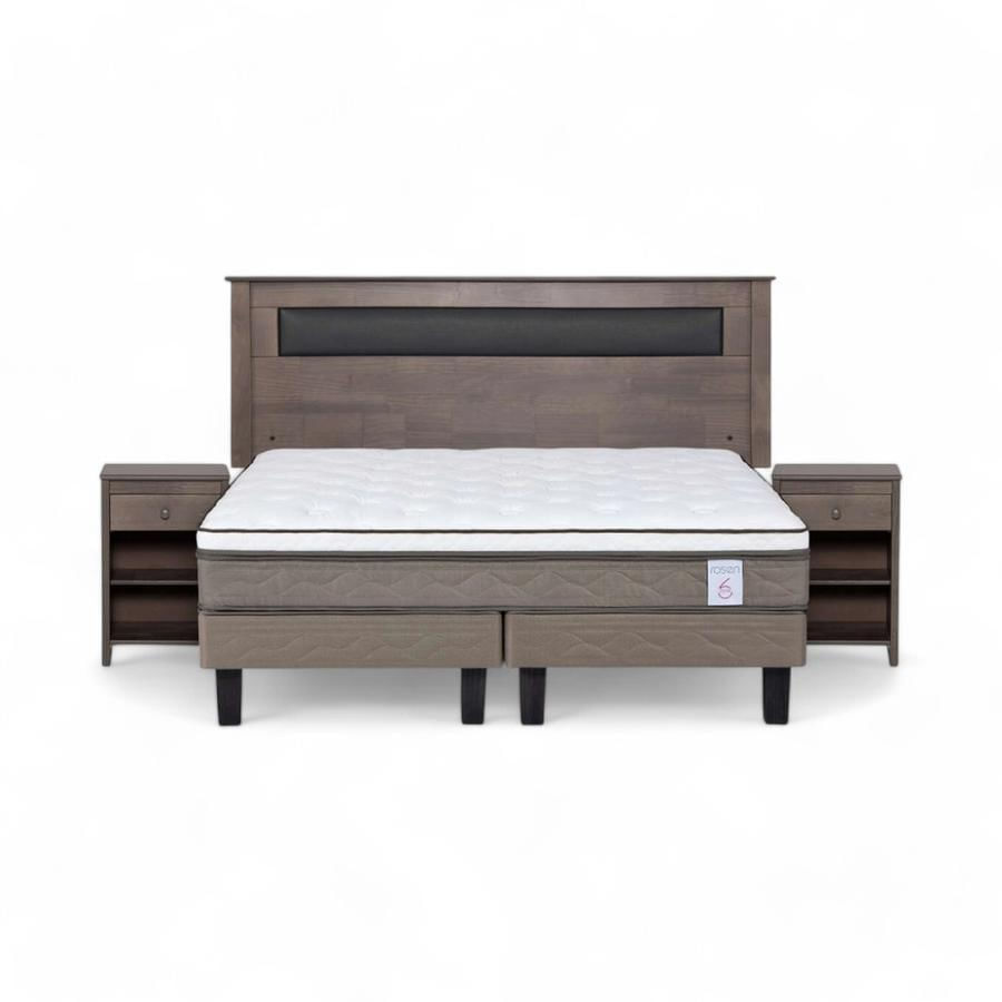 Cama Rosen NewStyle 6 King + Muebles Ferrara Gris