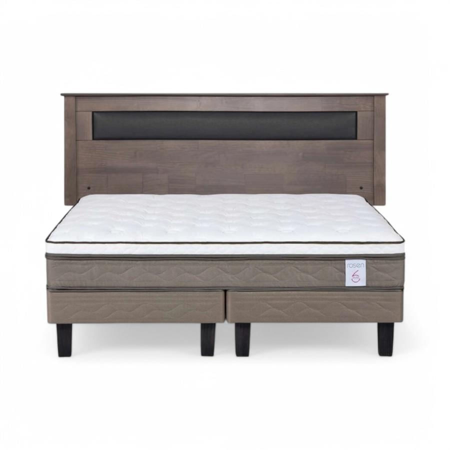 Cama Rosen NewStyle 6 King + Respaldo Ferrara Gris