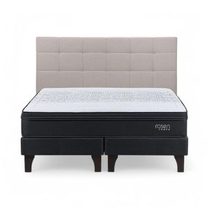Cama Rosen Tempo Super King + Respaldo Issey Gris