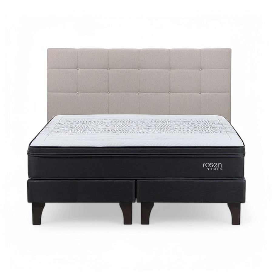 Cama Rosen Tempo Super King + Respaldo Issey Gris