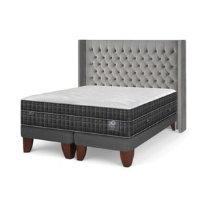 Cama CIC Lux King Base Dividida + Respaldo Sesia Gris