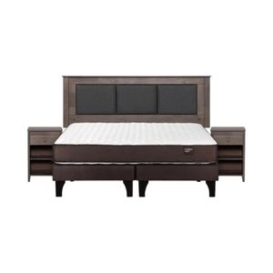 Cama Rosen Ergo T King Dividida + Muebles Rachel Gris
