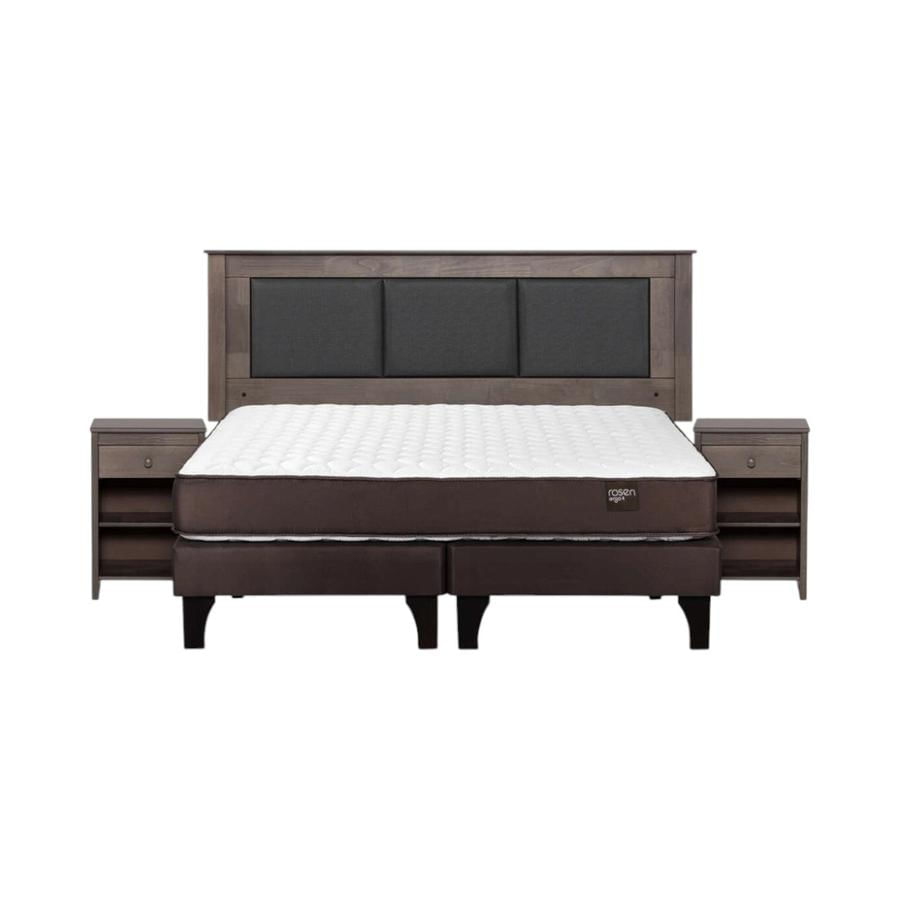 Cama Rosen Ergo T King Dividida + Muebles Rachel Gris