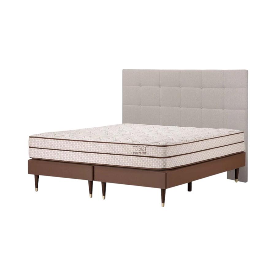 Cama King Rosen Autonomy Land + Respaldo Issey Niebla