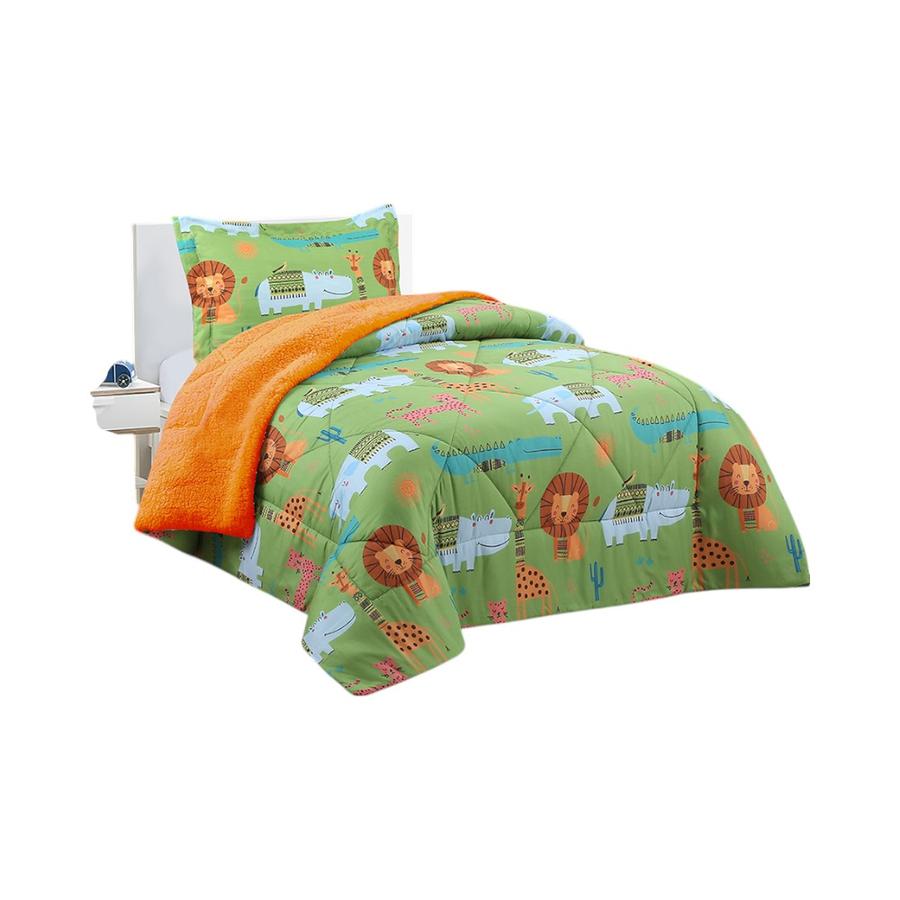 Plumón Infantil Sherpa Doral Animales 1.5 Plazas Verde