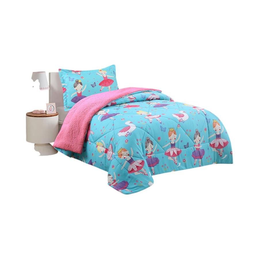 Plumón Infantil Sherpa Doral Ballet 1.5 Plazas Celeste