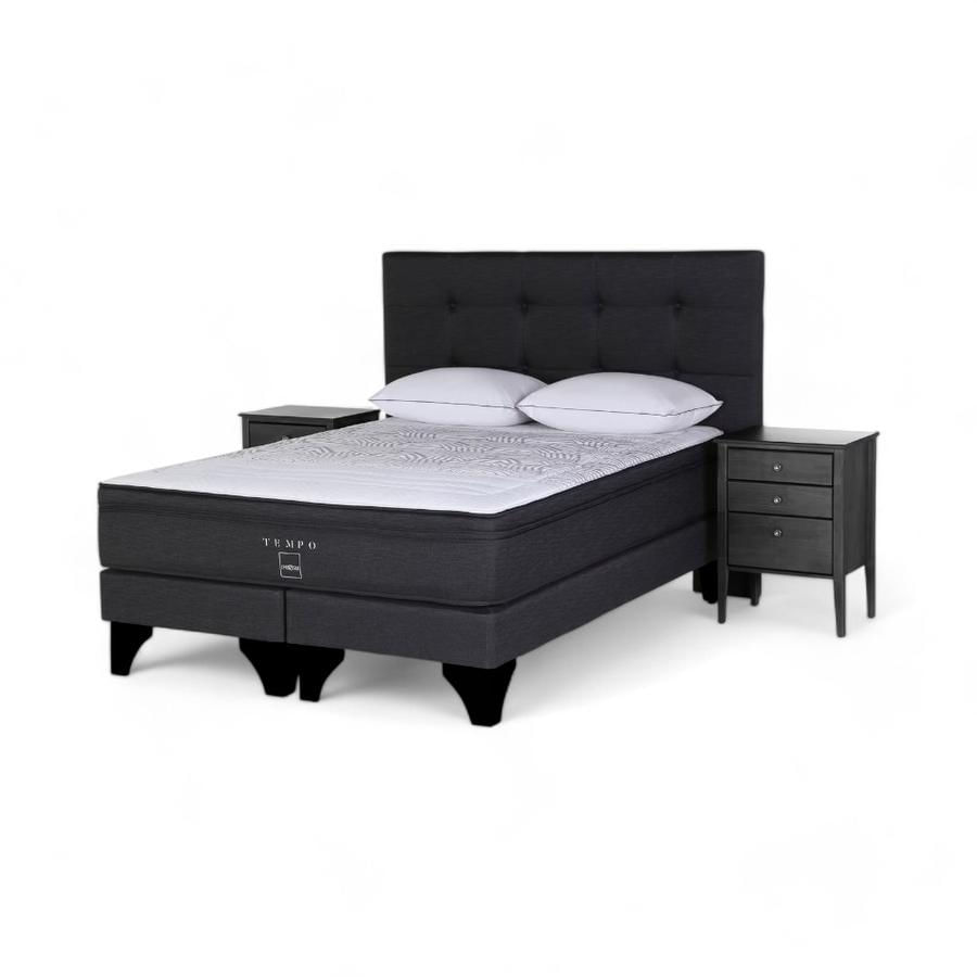 Set Rosen Tempo 2 Plazas Base Div + Issey Negro + Almohada