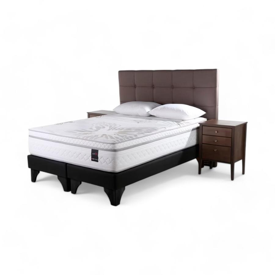 Set Rosen Art4 2 Plazas Base Div + Issey Café + Almohada