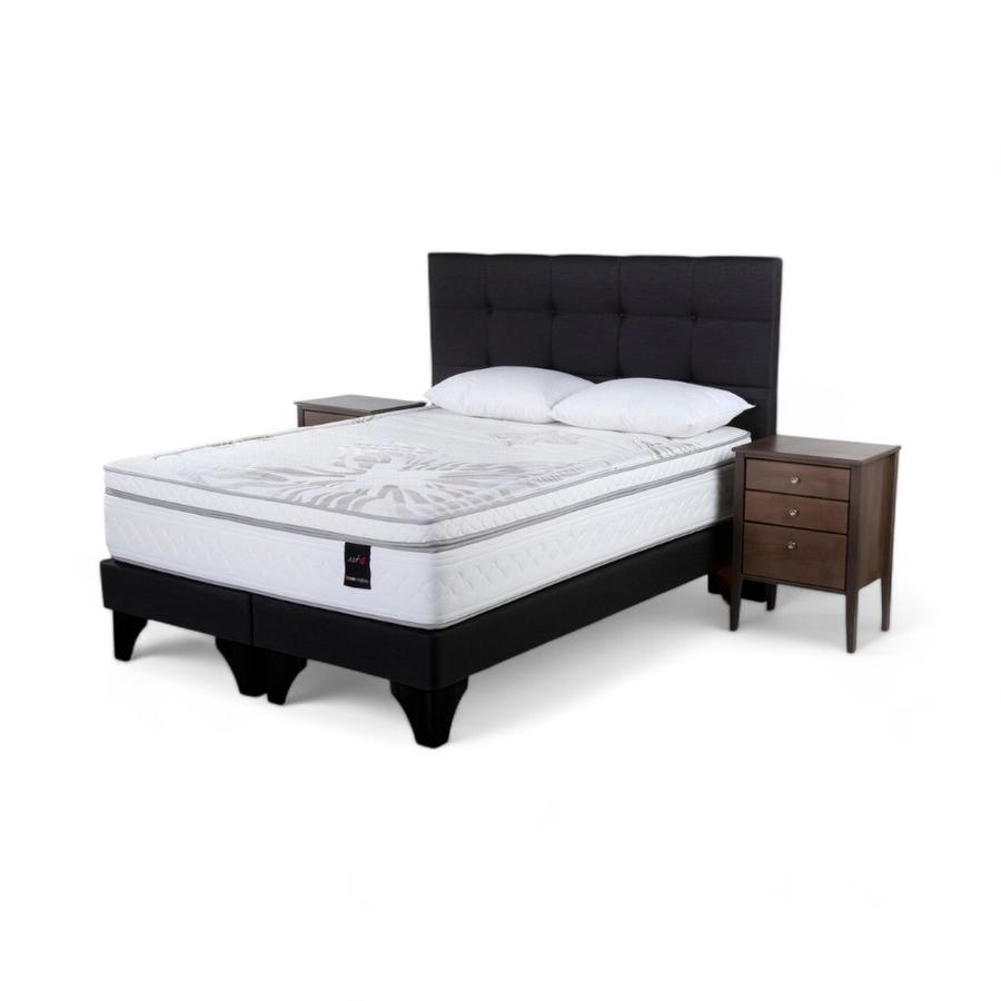 Set Rosen Art4 2 Plazas Base Div + Issey Negro+ Almohada