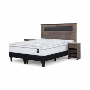 Cama Rosen Art 4 2 Plazas + Muebles Ferrara Gris