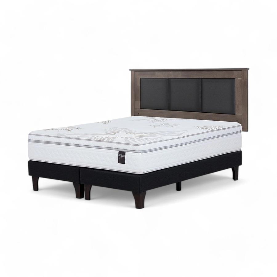 Cama Rosen Art 4 2 Plazas  + Respaldo Rachel Gris