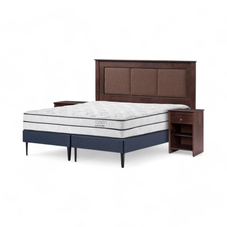 Cama Rosen Autonomy Sky 2 Plazas + Muebles Rachel Café