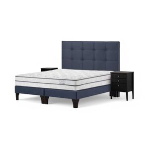 Cama Rosen Autonomy Sky 2 Plazas + Muebles Issey Azul