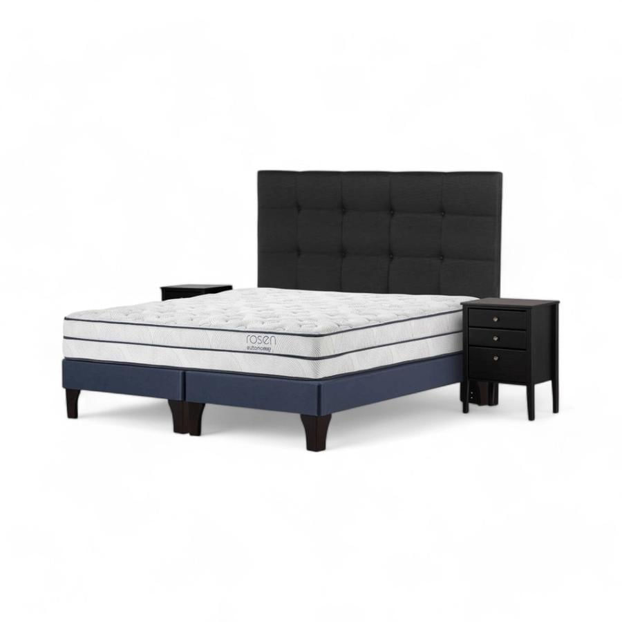 Cama Rosen Autonomy Sky 2 Plazas + Muebles Issey Negro