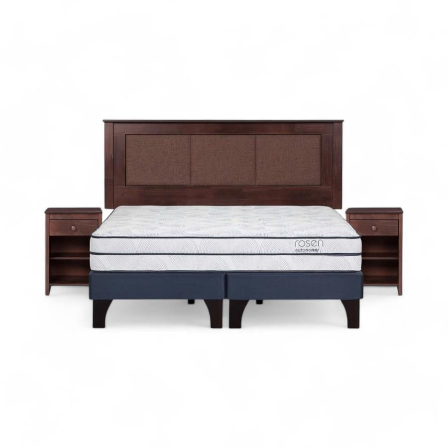 Cama Rosen Autonomy Sky 2 Plazas + Muebles Rachel Café