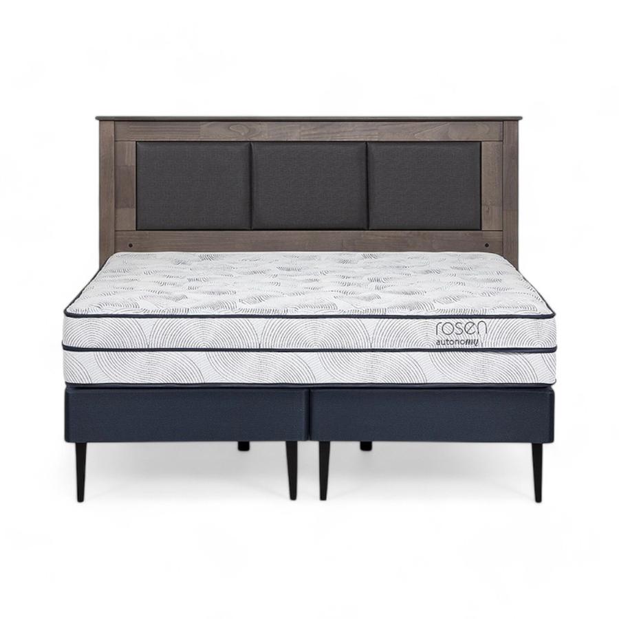 Cama Rosen Autonomy Sky 2 Plazas + Respaldo Rachel Gris