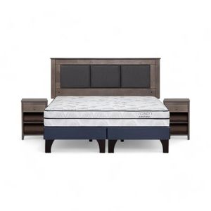 Cama Rosen Autonomy Sky 2 Plazas + Muebles Rachel Gris