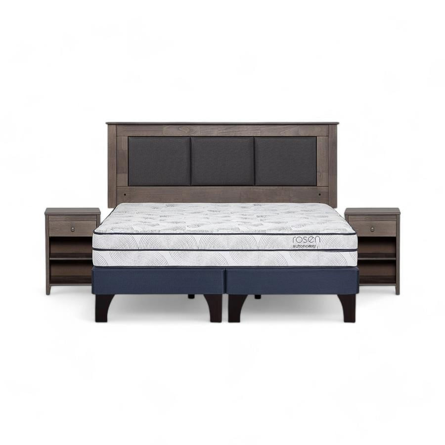 Cama Rosen Autonomy Sky 2 Plazas + Muebles Rachel Gris