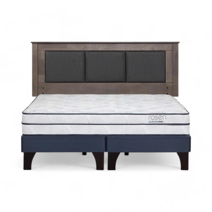 Cama Rosen Autonomy Sky 2 Plazas + Respaldo Rachel Gris