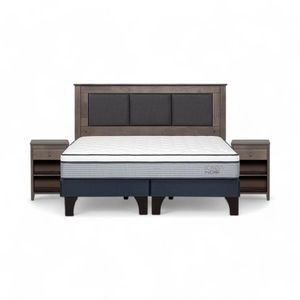 Cama Rosen Indie 2 Plazas Dividida + Muebles Rachel Gris
