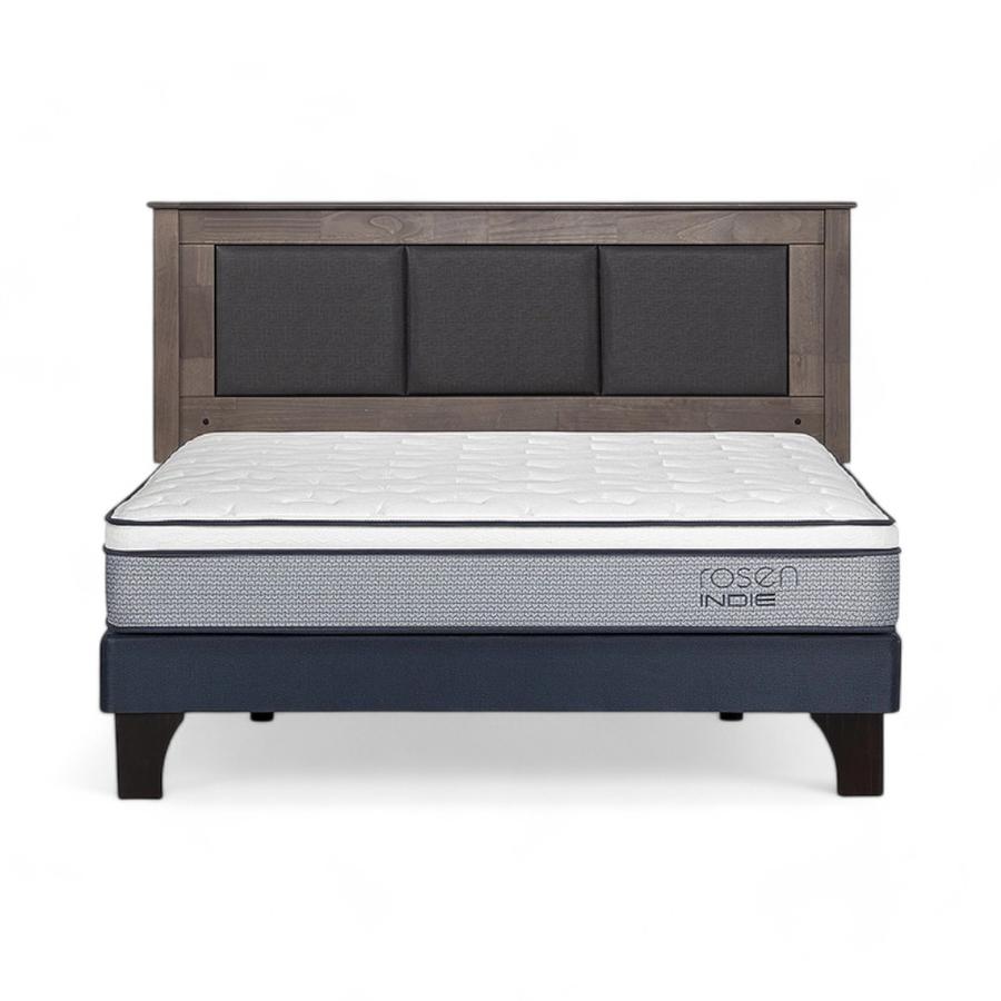 Cama Rosen Indie 2 Plazas Completa + Respaldo Rachel Gris