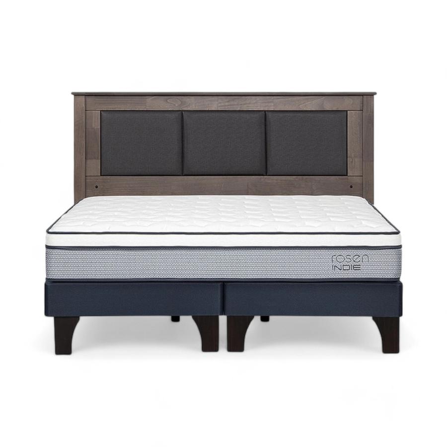 Cama Rosen Indie 2 Plazas Dividida + Respaldo Rachel Gris