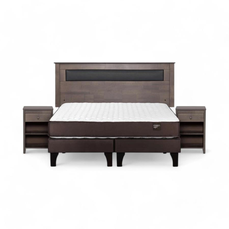 Cama Rosen Ergo T 2 Plazas Dividida + Muebles Ferrara Gris