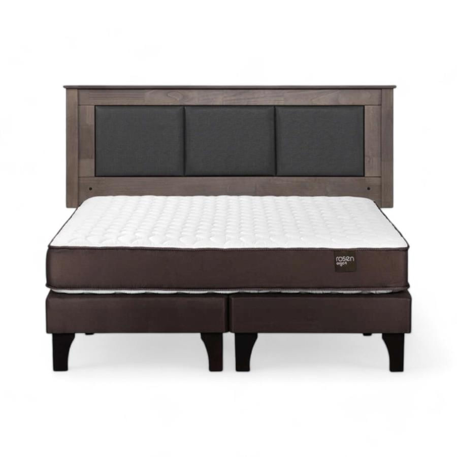 Cama Rosen Ergo T 2 Plazas Dividida + Respaldo Rachel Gris