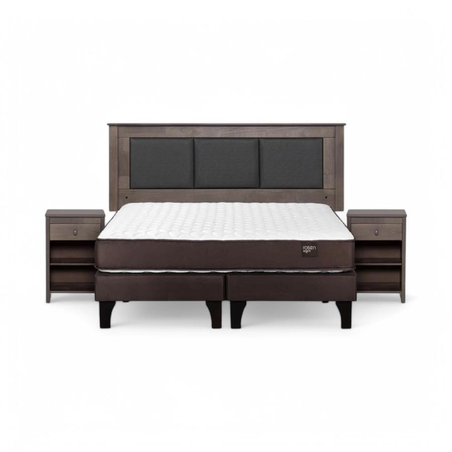 Cama Rosen Ergo T 2 Plazas Dividida + Muebles Rachel Gris