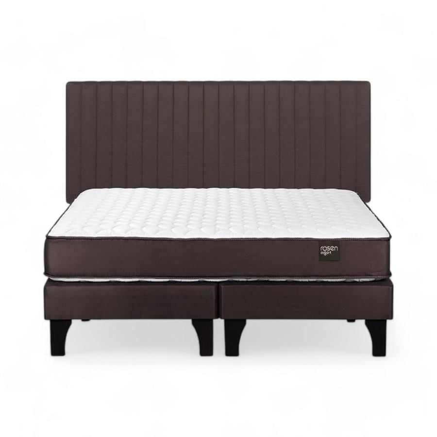 Cama Rosen Ergo T 2 Plazas Dividido + Respaldo Lucio Café