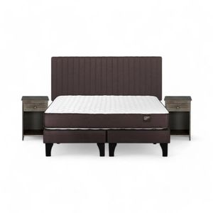 Cama Rosen Ergo T 2 Plazas Dividida + Muebles Lucio Café