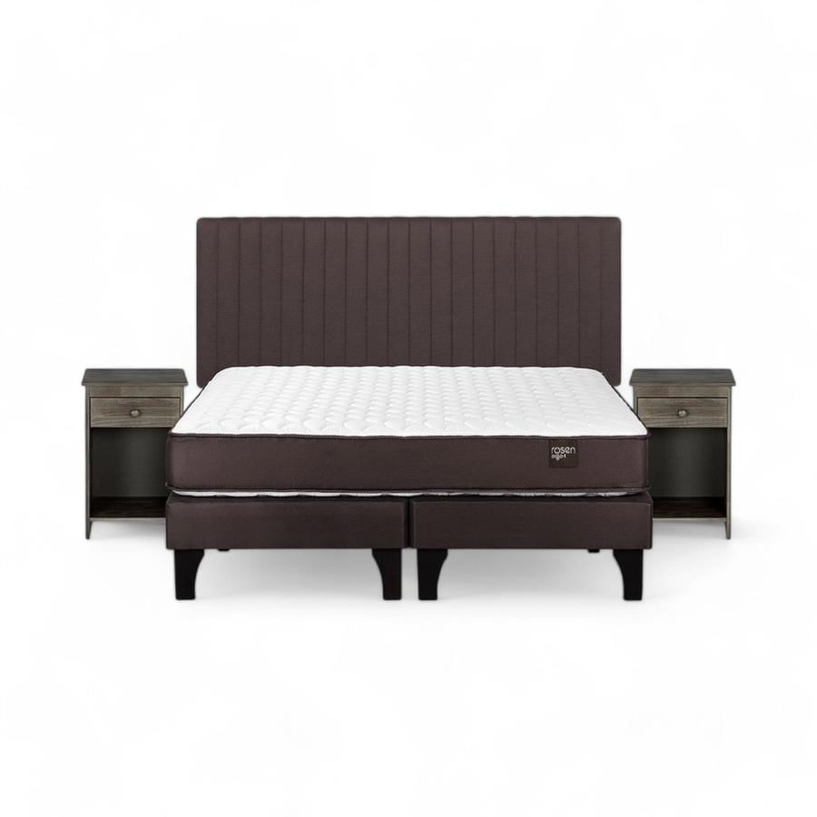 Cama Rosen Ergo T 2 Plazas Dividida + Muebles Lucio Café
